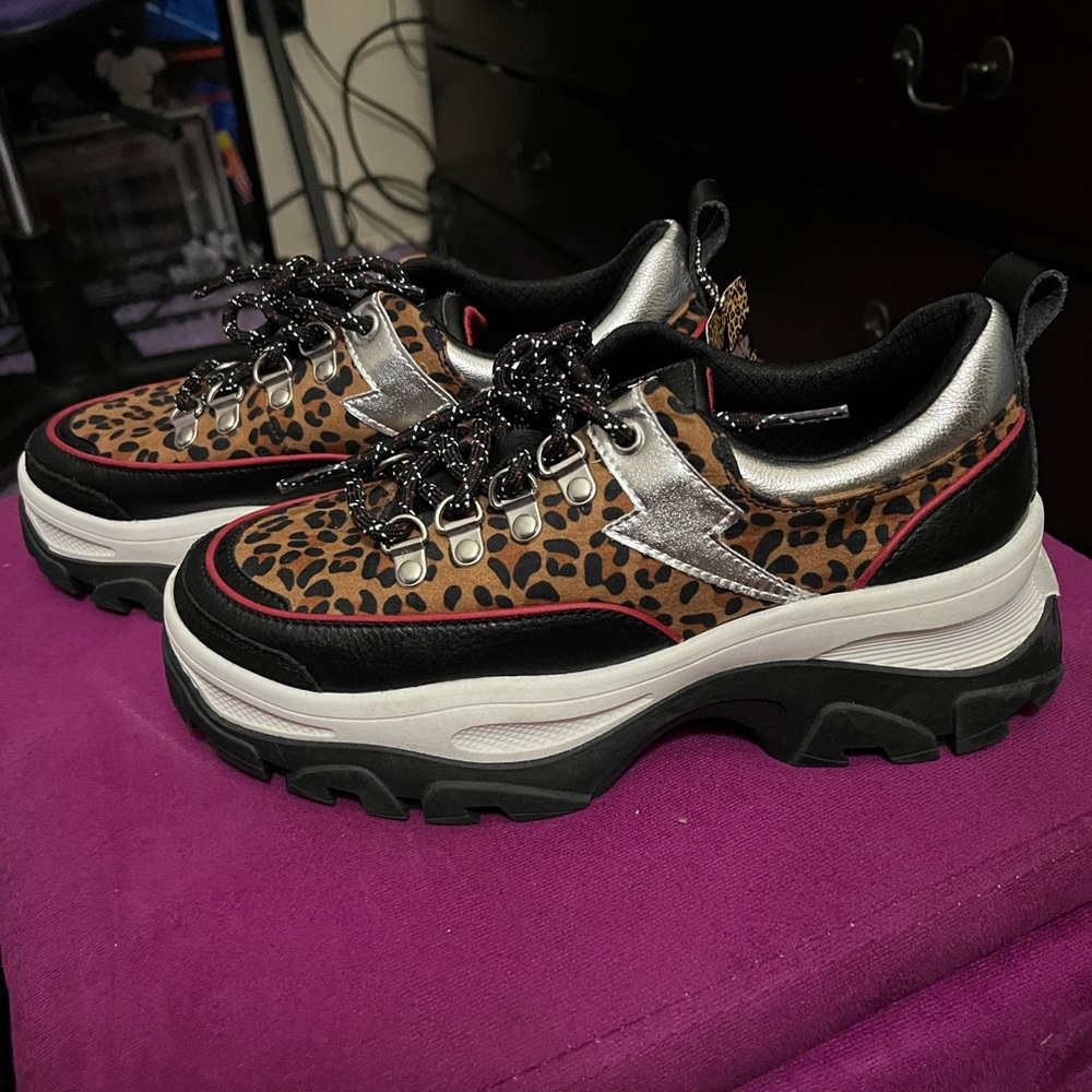 Punk Rose Leopard Platform Sneakers.